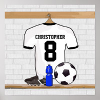 Personalisiert White Black Football Soccer Jersey