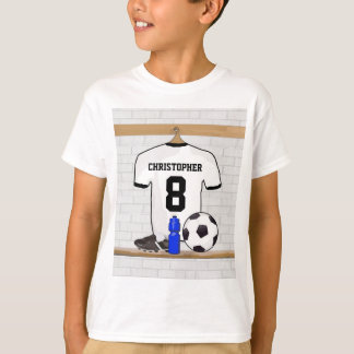 Personalisiert White Black Football Soccer Jersey T-Shirt