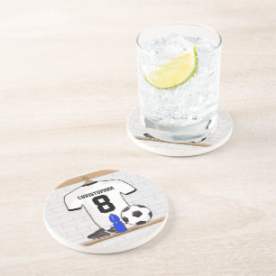 Personalisiert White Black Football Soccer Jersey Untersetzer