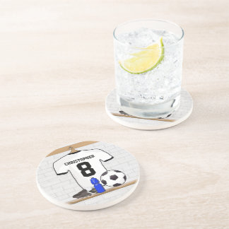 Personalisiert White Black Football Soccer Jersey Untersetzer