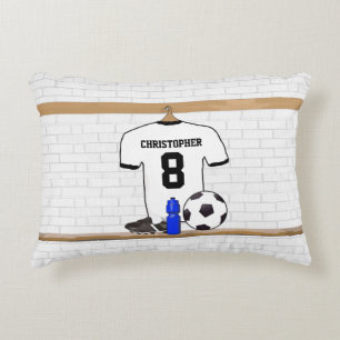 Personalisiert White Black Football Soccer Jersey Zierkissen