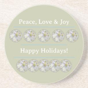 Personalisiert White Daisy Art Green Blue Holiday Getränkeuntersetzer