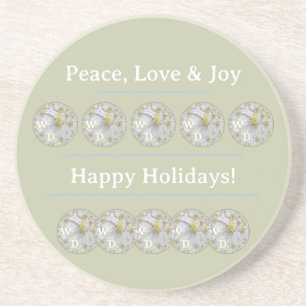Personalisiert White Daisy Green Blue Holiday Flor Getränkeuntersetzer