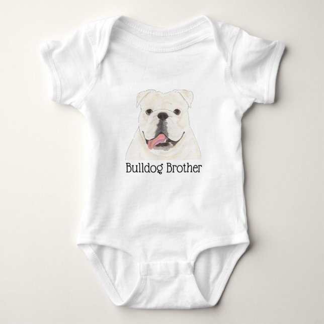 Personalisiert White English Bulldog Dog Baby Strampler (Vorderseite)