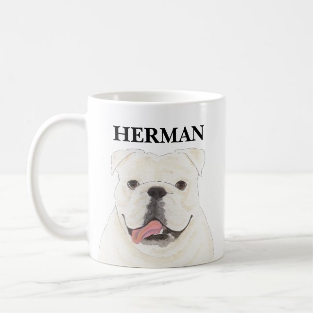 Personalisiert White English Bulldog Kaffeetasse (Links)