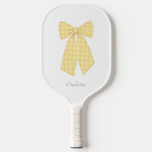Personalisiert White Gingham Romantischer Coquette Pickleball Schläger