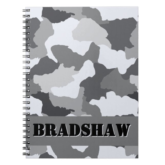 Personalisiert White Gray Camouflage Journal Notizblock (Vorderseite)