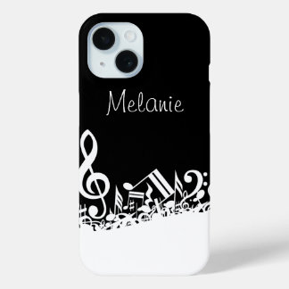 Personalisiert White Jumbled Musical Notes on Blac Case-Mate iPhone Hülle