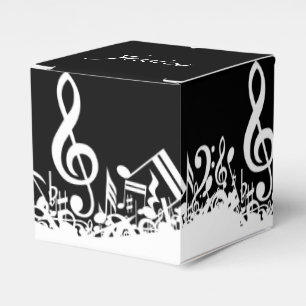 Personalisiert White Jumbled Musical Notes on Blac Geschenkschachtel