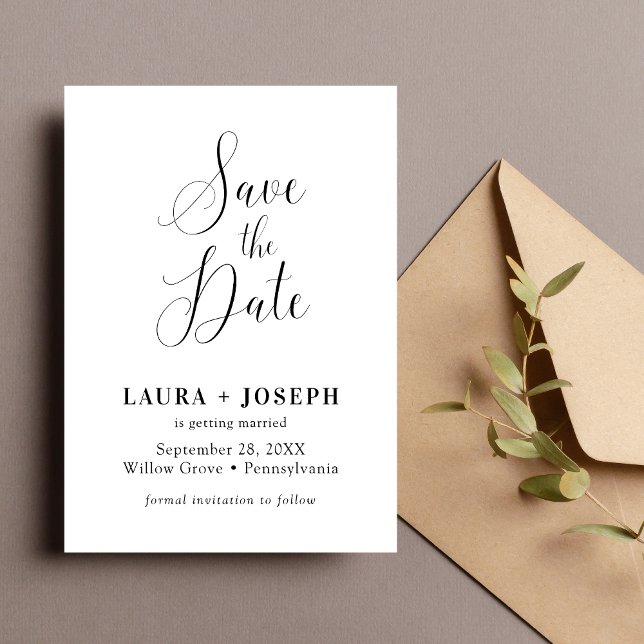 Personalisiert-White-Minimalistisch-Kalligraphie-S Save The Date (Von Creator hochgeladen)