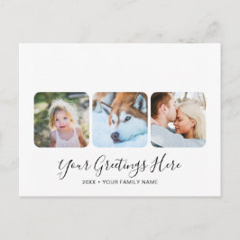 Personalisiert White Modern Greetings Cards 3 Foto Postkarte