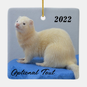 Personalisiert White Pet Ferret Keramikornament