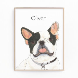 Personalisiert White Pied Frenchie French Bulldog Fotodruck