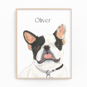 Personalisiert White Pied Frenchie French Bulldog Fotodruck