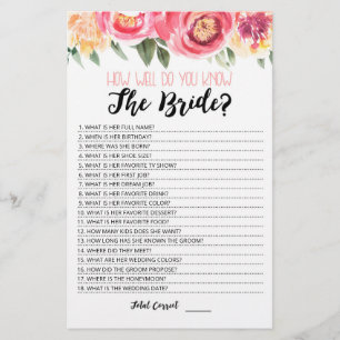 Personalisiert Wie gut kennen Sie das Bride-Spiel?