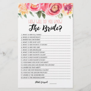 Personalisiert Wie gut kennen Sie das Bride-Spiel?