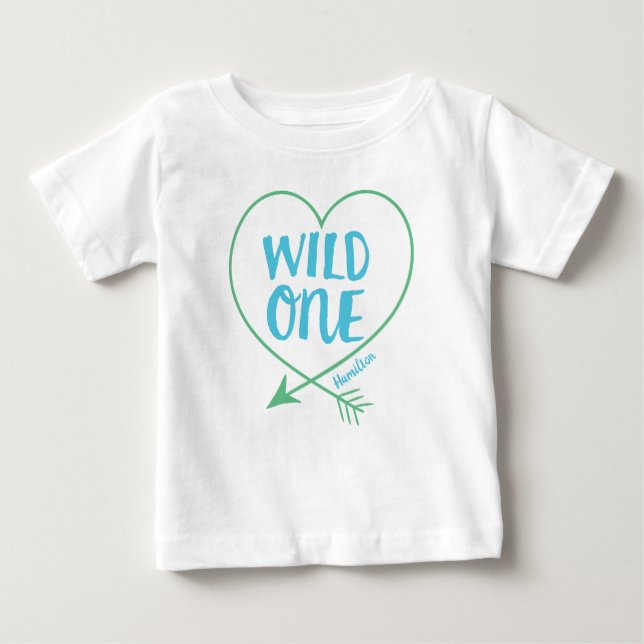 Personalisiert Wild One Boys erster Geburtstag Baby T-shirt (Vorderseite)