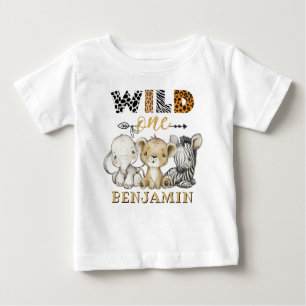 Personalisiert WILD ONE Dschungel Erster Geburtsta Baby T-shirt