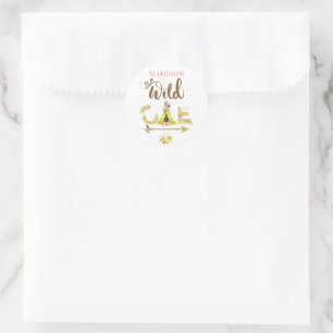 Personalisiert Wild One Girl zum ersten Geburtstag Runder Aufkleber