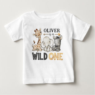 Personalisiert WILD ONE Safari Erster Geburtstag Baby T-shirt