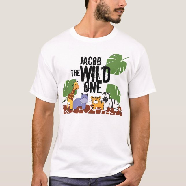 Personalisiert WILD ONE Safari Geburtstag Vater T-Shirt (Vorderseite)