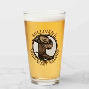 Personalisiert Wild West Saloon Western Cowboy Boo Glas