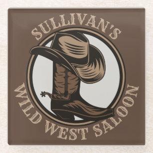 Personalisiert Wild West Saloon Western Cowboy Boo Glasuntersetzer