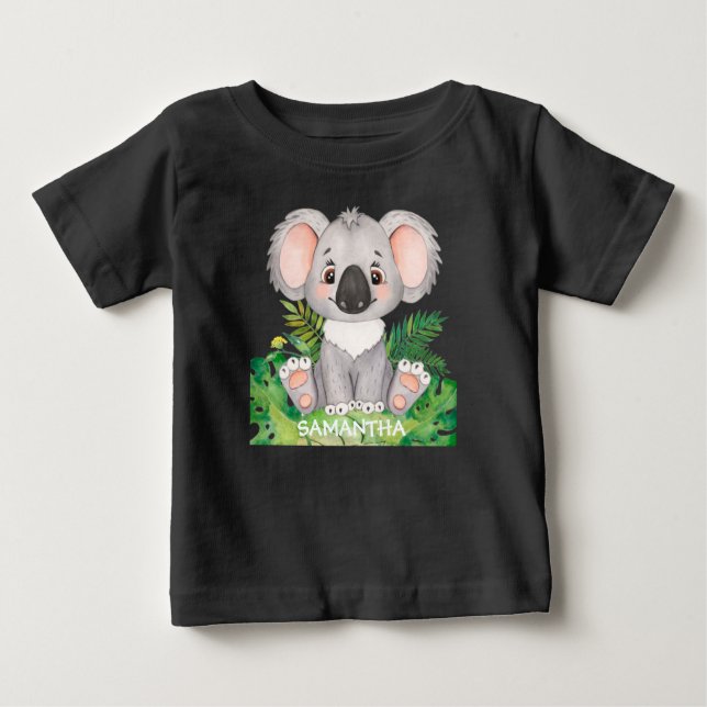 Personalisiert Wildlife Koala Baby Baby T-shirt (Vorderseite)