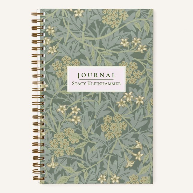 Personalisiert William Morris Jasmine Dotted Journ Notizbuch (Vorderseite)