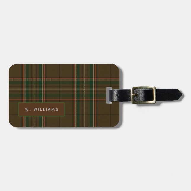 Personalisiert WILLIAMS Tartan Mens Gepäckmarke Gepäckanhänger (Vorderseite horizontal)