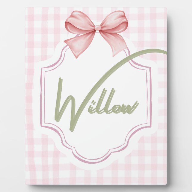 Personalisiert Willow Baby Girl Kinderzimmer Bow&G Fotoplatte (Vorderseite)
