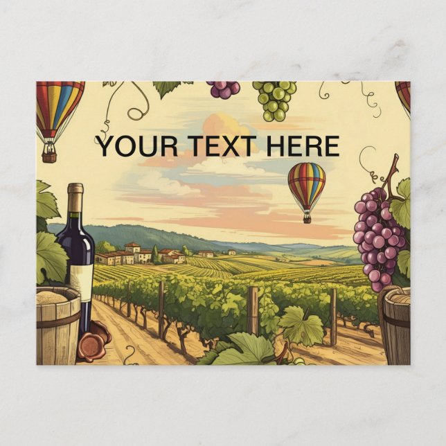 Personalisiert Wine Vineyard Heißluftballon Postkarte (Vorderseite)