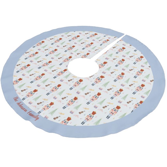 Personalisiert Winter Blue Nutcracker Ballettmusik Polyester Weihnachtsbaumdecke (Schrägansicht)