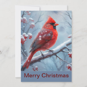 Personalisiert Winter Kardinal Weihnachtskarte, Ka Feiertagskarte