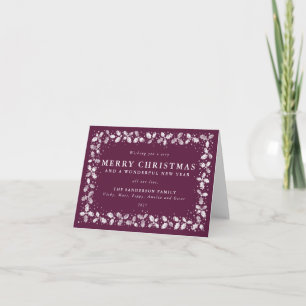 Personalisiert Winterberry Holly Border Non Foto Feiertagskarte