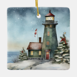 Personalisiert Wintery Lighthouse Schöne Weihnacht Keramikornament