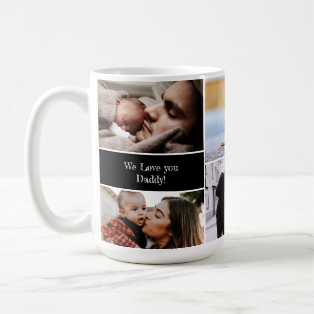 Personalisiert Wir Liebe Sie Daddy Foto Collage Kaffeetasse (Links)