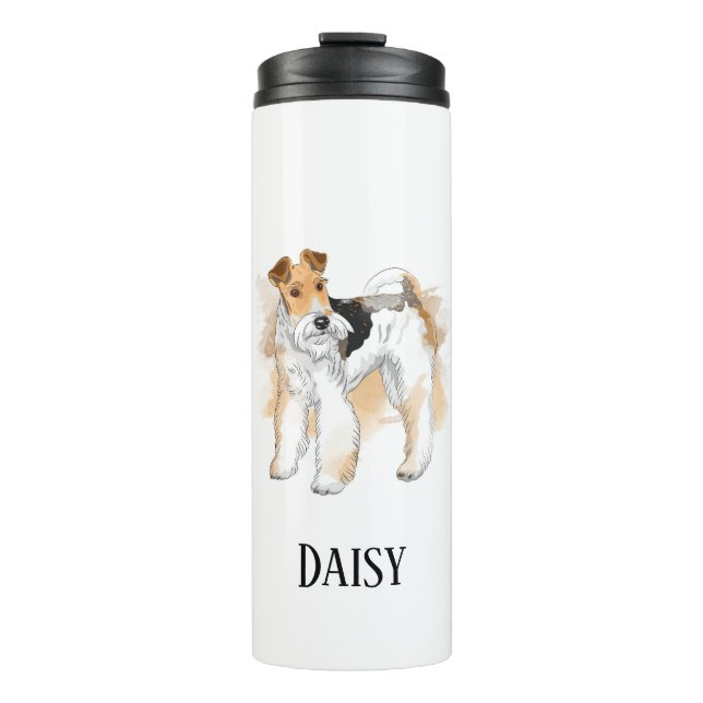 Personalisiert Wire Fox Terrier Foto Thermosbecher (Vorderseite)