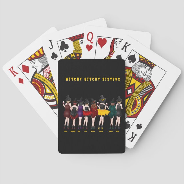 Personalisiert Witchy Bitchy Sisters Spielkarten (Rückseite)