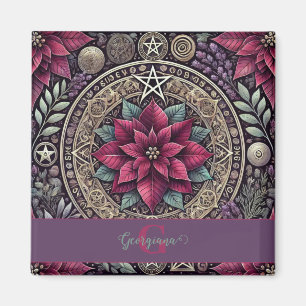 Personalisiert Witchy Poinsettia Pentagram Mandala Magnet