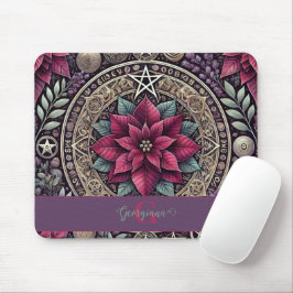 Personalisiert Witchy Poinsettia Pentagram Mandala Mousepad