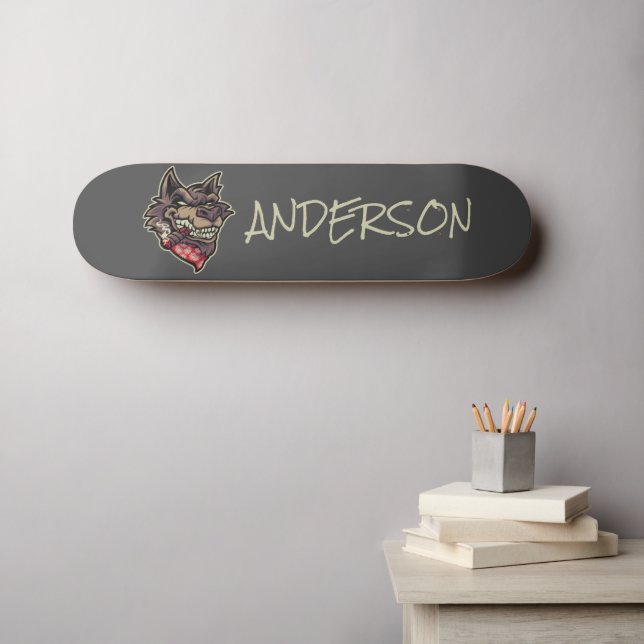 Personalisiert Wolf Skateboard (Wandkunst (Horz))