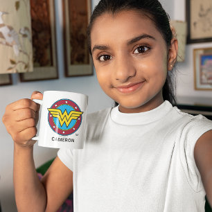 Personalisiert Wonder Woman   Circle & Stars Logo Zweifarbige Tasse
