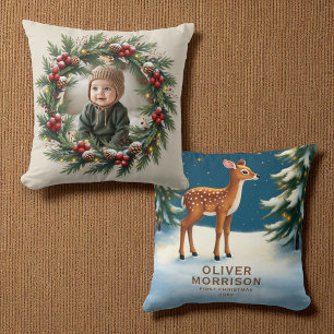Personalisiert Woodland First Christmas Baby Deale Kissen