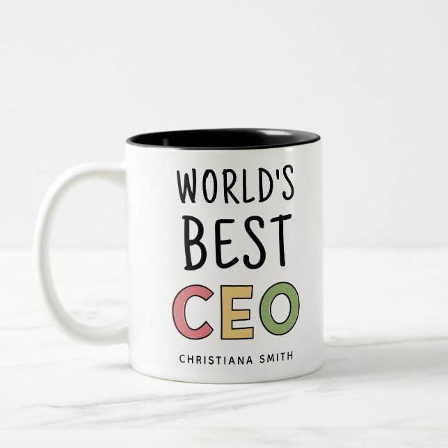 Personalisiert World's Best CEO Zweifarbige Tasse (Links)