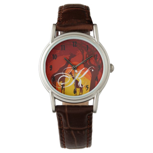 Personalisiert Wrist Watch African Safari Giraffe  Armbanduhr (Vorderseite)