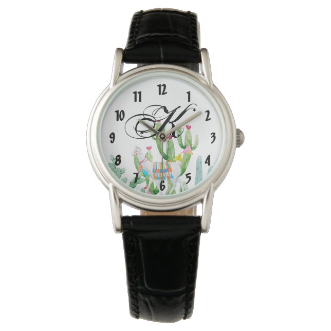 Personalisiert Wrist Watch Boho Llama Bohemisch Ca Armbanduhr (Vorderseite)