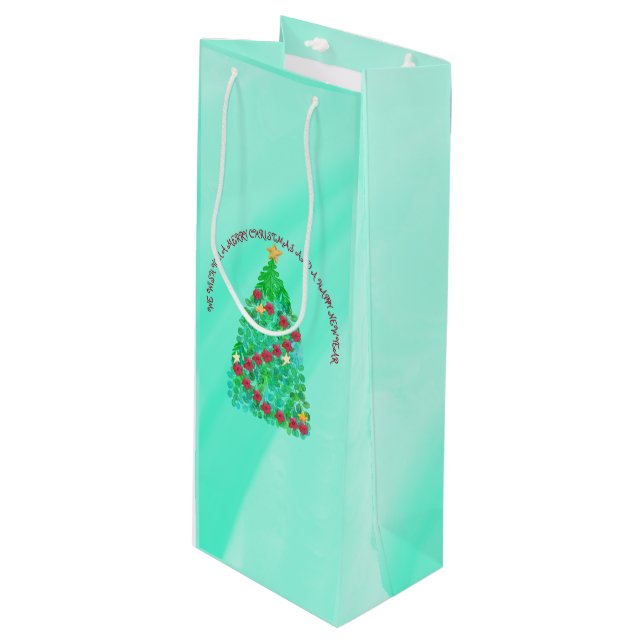 PERSONALISIERT WÜNSCHEN WIR IHNEN EINEN KLEINEN CH GESCHENKTÜTE FÜR WEINFLASCHEN (Vorderseite Schrägansicht)