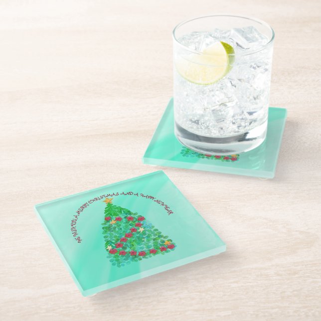 PERSONALISIERT WÜNSCHEN WIR IHNEN EINEN KLEINEN CH GLASUNTERSETZER (Schrägansicht)