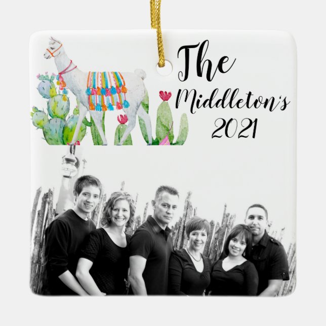 Personalisiert XMAS Ornament Boho Llama Bohemisch  (Vorderseite)